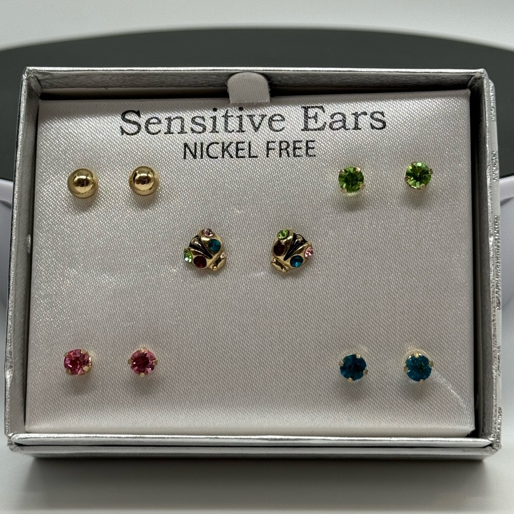 Box Set 5 Pairs Post Earrings Multi Color